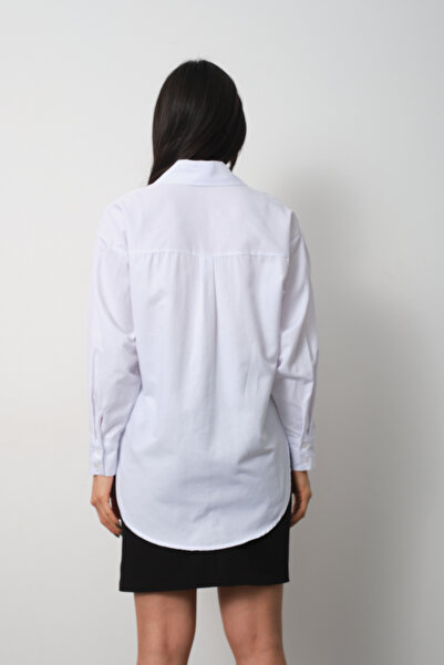 PERA MODA Cămașă albă oversize pentru femei Office&School