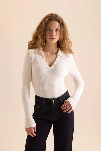 DeFacto A7540 Fitted Polo Neck Rib Sweater