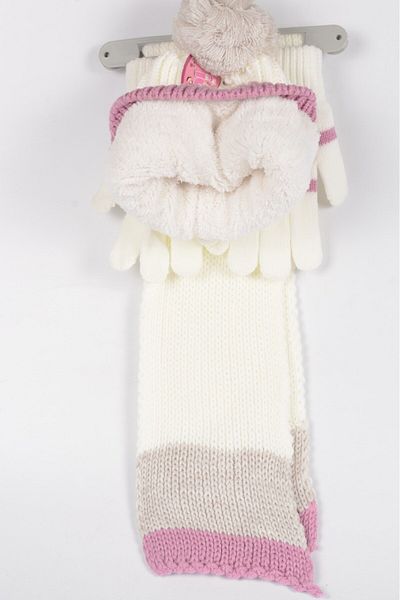 mercantoptan 4-8 Years Old 3-Piece Children's Scarf Beret Gloves Set