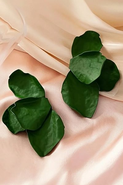 Pinty Design أقراط نسائية خضراء كبيرة للشتاء