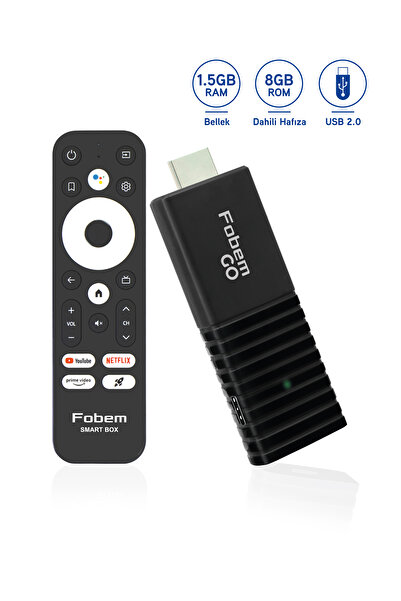 FOBEM Go 4k Stick Android Tv Box Medya Oynatıcı -  Wi-fi6 1.5 Gb Ram 8 Gb Hafıza