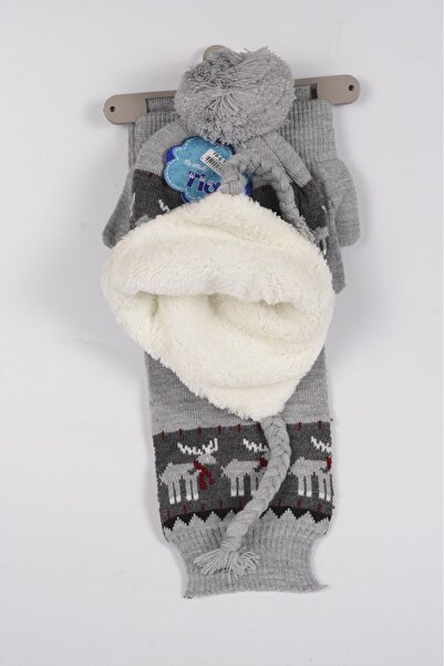 mercantoptan 4-8 Years Old 3-Piece Children's Scarf Beret Gloves Set