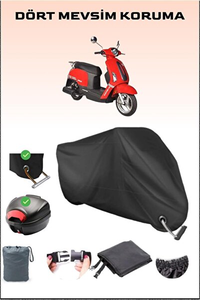 Breen Black Asian Rear Bag and Lock Compatible Motorcycle Tarpaulin for Scoot...
