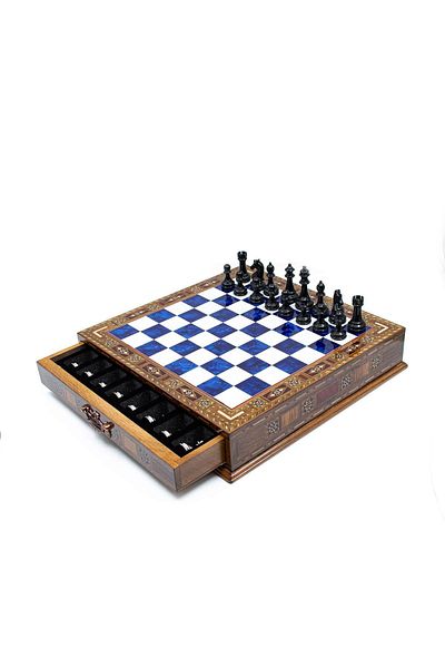 GGS GrandGiftStore Ggs Grandgiftstore - High Quality Metal Classic Chess Set with Stone Drawer