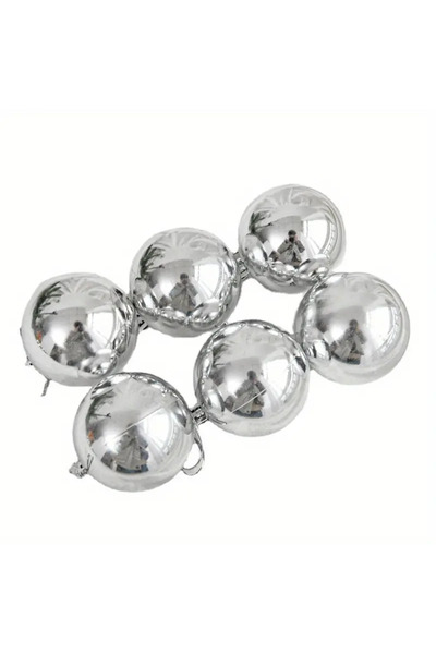 hediyeofisi 12 Pcs Christmas Pine Tree Ornament Gray Ball Silver Christmas Ball 4 cm 12 Pcs Tree Balls