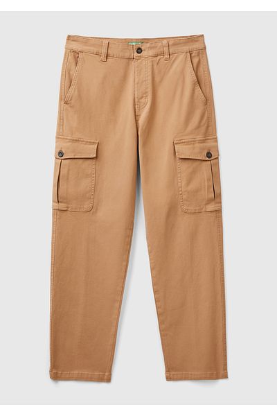 United Colors of Benetton Ανδρικό παντελόνι Cargo Straight Fit με χαμηλή μέση - Tan