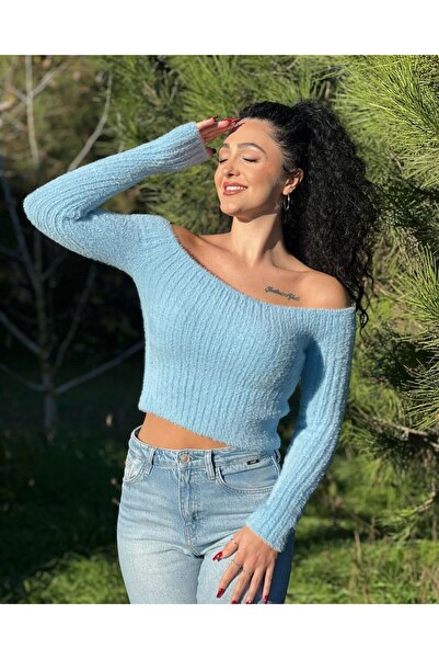 unique rain Kadın Kayık Yaka Yumoş Triko Kazak