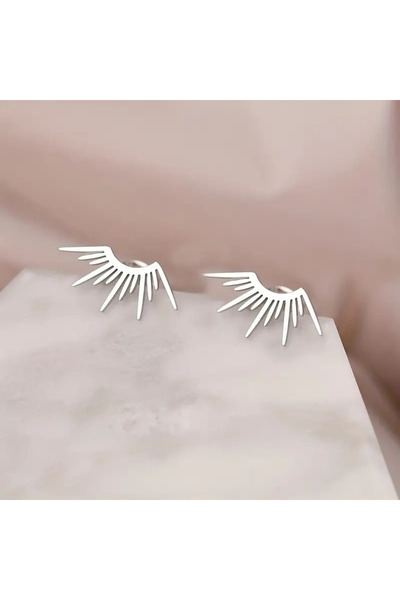 Cacana Küçük Yarım Daire Güneş Tasarımı Küpe Paslanmaz Çelik Takı  Stil Kadınlar İçin Uygun Günlük Giyim