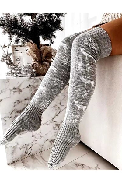 Touz Moda Коледни шарени чорапи над коляното