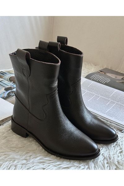 Zuum Γυναικείες καθημερινές μπότες Larina - 100% γνήσιο δέρμα, χρώμα καφέ