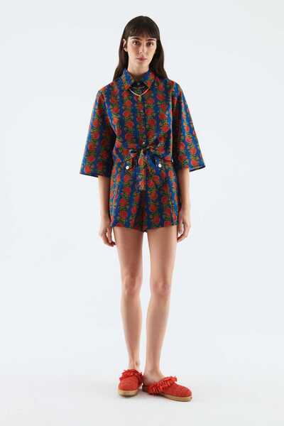 Roman Belden Bağlamalı Kadın Gömlek Standart Renk Y2262104_089