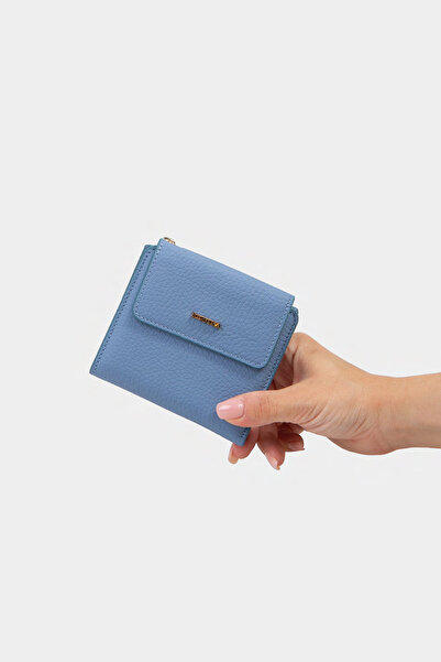REWİNA 9738 Hakiki Deri Küçük Boy Kadın Cüzdanı Bebe Mavisi