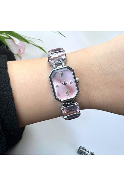 CLUPPOLOON Kesme taşlı pembe kadın kol saati