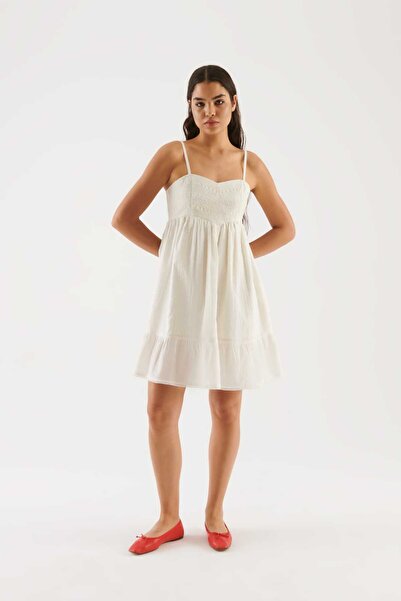 Roman Askılı İşlemeli Mini Elbise Standart Renk Y2262113_089