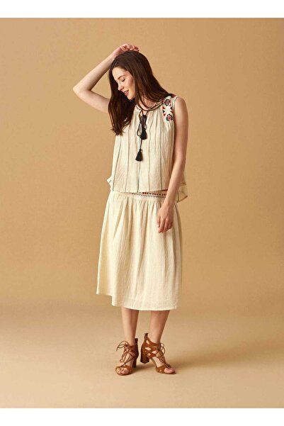 Roman Bel Detaylı Etek Krem Y1861103_047