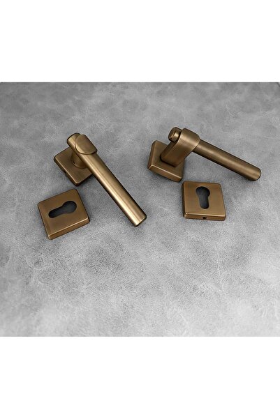 KOLDOOR Yellow Luxury Square Rosette Dem Mat - Mâner de ușă din oțel Zamak 1 set