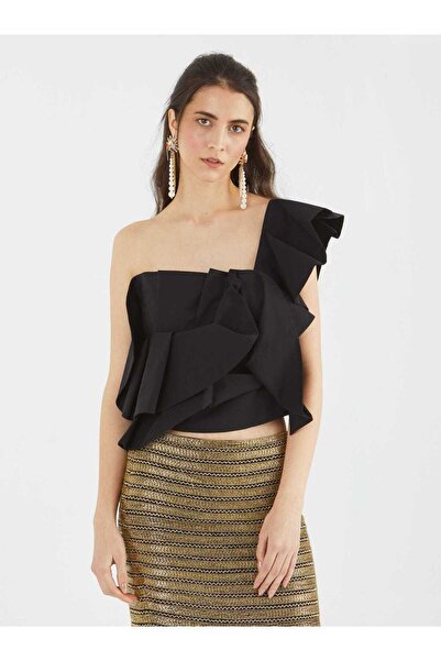 Roman Tek Omuzlu Siyah Bluz Siyah Y1813132_001