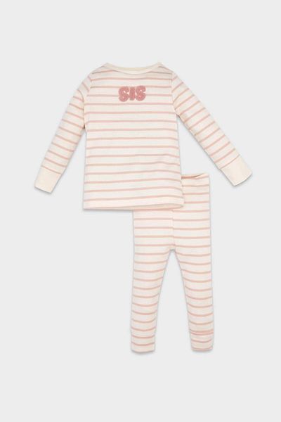 DeFacto Baby Girl Pajama Set Ribbed Camisole Striped Long Sleeve Top Long Bottom 3145148