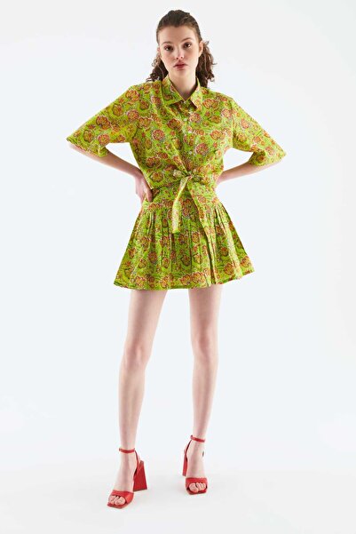 Roman Desenli Mini Etek Standart Renk Y2262109_089