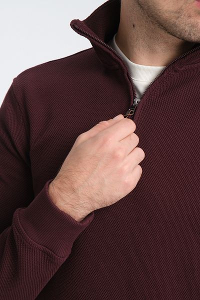Frappoli Φούτερ Unisex Regular Fit Βαμβακερό κυψελωτό πλεκτό με μισό φερμουάρ με γιακά
