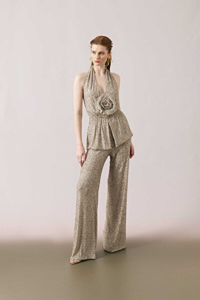 Roman Sırt Dekolteli Payetli Bluz Standart Renk Y2413037_089