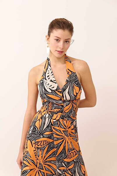 Roman Boyundan Askılı Önden Düğmeli Keten Yelek Standart Renk Y2417008_089