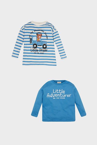 DeFacto Baby Boy Crew Neck Printed 2-Piece Long Sleeve T-Shirt D6753A524Wn
