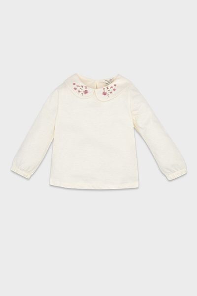 DeFacto 2-Piece Set for Baby Girl - Baby Collar Long Sleeve T-Shirt and Buttoned Salopet Dress D3681A524Au