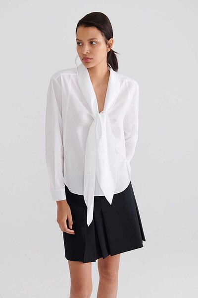 Roman White Tie-Up Women's Shirt - K2313523_002