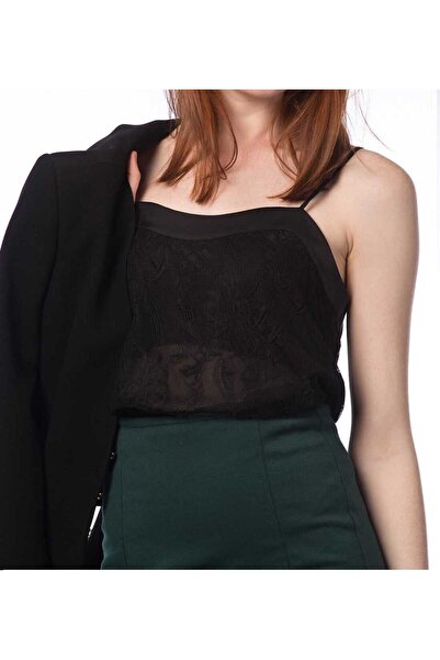 Roman Askılı Dantel Bluz Siyah K1513111_001