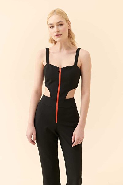 Roman Fermuar Detaylı Askılı Tulum Siyah Y2312410_001