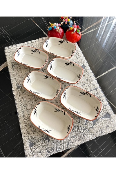 DEYMEN ZÜCCACİYE 6 Pieces of Rectangular Breakfast Plate with Olives