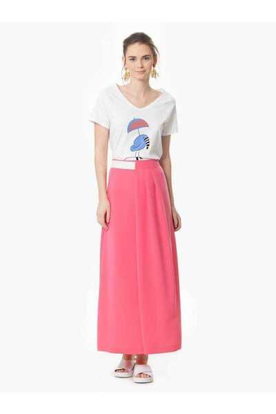 Roman Bel Detaylı Uzun Etek Pembe Y1615009_038