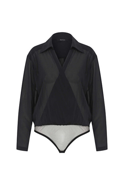 Roman Kruvaze İpek Bluz Siyah K2213010_001