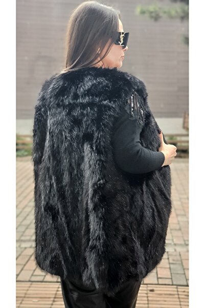 Park Moda Fur Vest with Glitter Detail