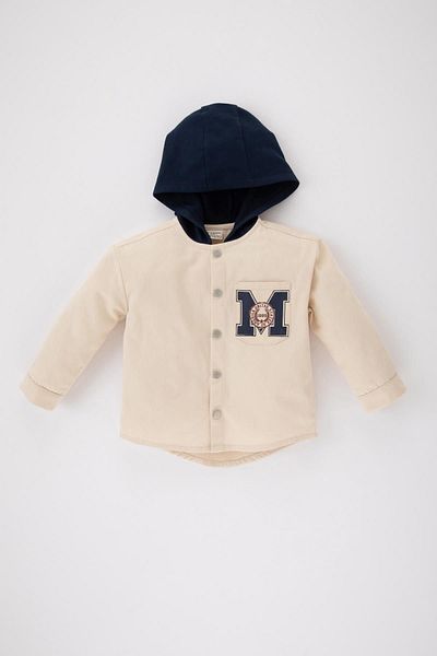 DeFacto Baby Boy Hooded Back Printed Gabardine Long Sleeve Shirt B8053A524Sp
