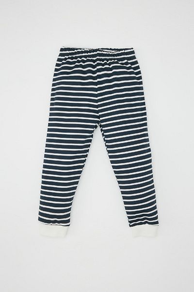 DeFacto Baby Boy Pajama Set - Crew Neck, Dinosaur Print, Long Sleeve, Striped Top and Bottom Set D3436A524Wn