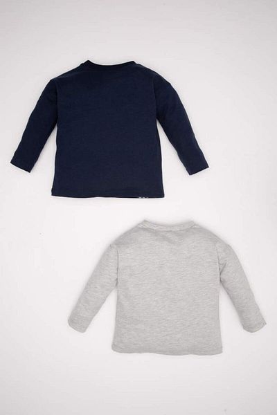 DeFacto Crew Neck Printed 2-Piece Long Sleeve T-Shirt Set for Baby Boy - D2928A524Au