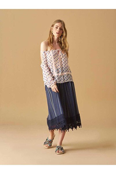 Roman Düşük Omuzlu Kadın Bluz Pembe Y9913006_038