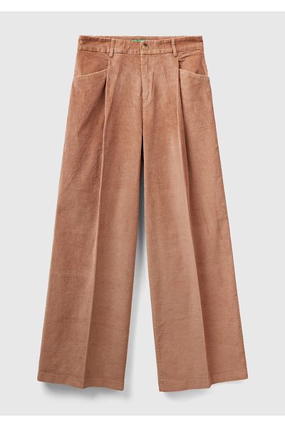 United Colors of Benetton Pantaloni largi din catifea plisați de damă