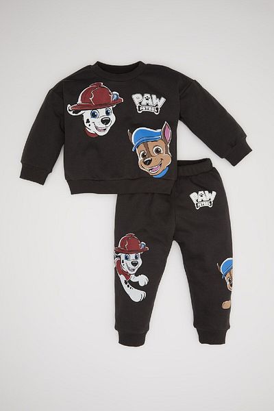 DeFacto 2-Piece Paw Patrol Set for Baby Boy - Crew Neck Sweatshirt and Elastic Jogger Sweatpants