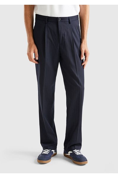 United Colors of Benetton Men's Claret Red Wide Fit Polyviscous Trousers