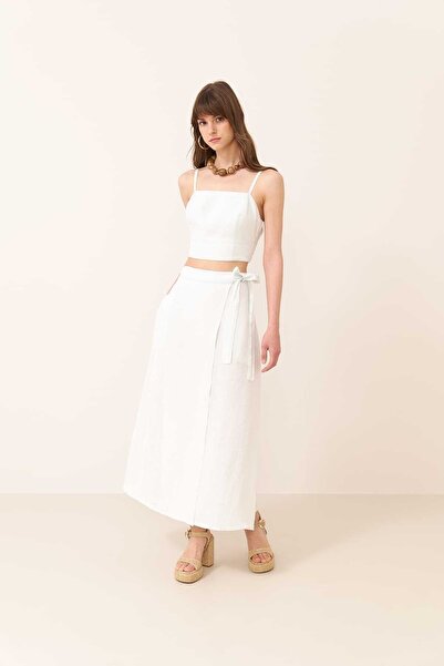 Roman Beli Bağlama Detaylı Midi Boy Etek Standart Renk Y2415028_089