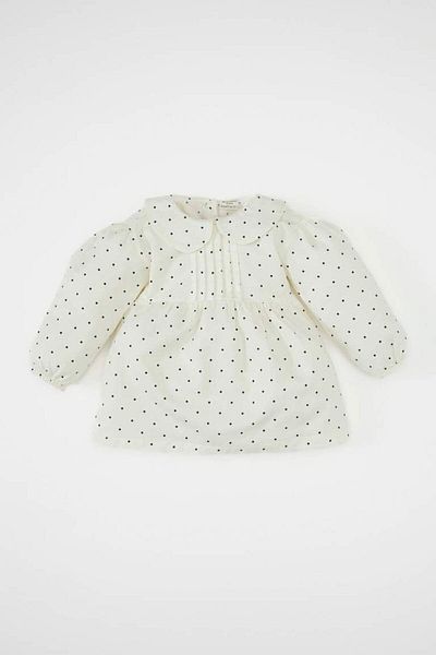 DeFacto Baby Girl Wide Collar Polka Dot Long Sleeve Twill Dress D2544A524Au