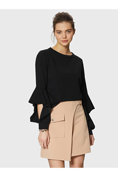 Roman Cep Detaylı Mini Etek Bej Y1815057_024