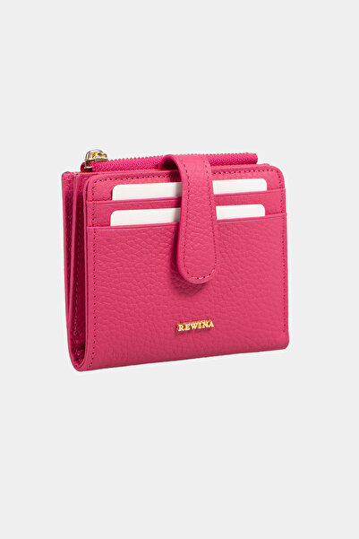 REWİNA Μοντέλο 9739 - Γυναικείο πορτοφόλι από γνήσιο δέρμα με ροζ φερμουάρ