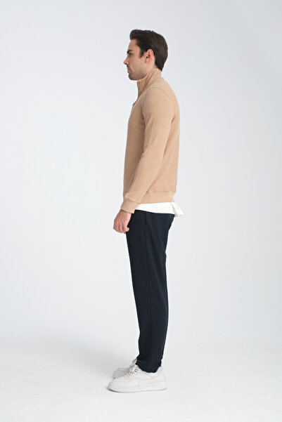 Frappoli Φούτερ Unisex Regular Fit Βαμβακερό κυψελωτό πλεκτό με μισό φερμουάρ με γιακά