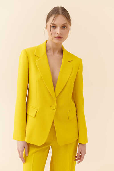 Roman Tek Düğmeli Kadın Ceket Sarı Y2316024_009