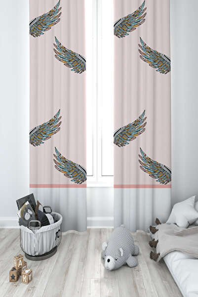 BAMBAŞKA MODA ДИТЯЧА ТА ДИТЯЧА КІМНАТА Велика кольорова штора з візерунком кр...