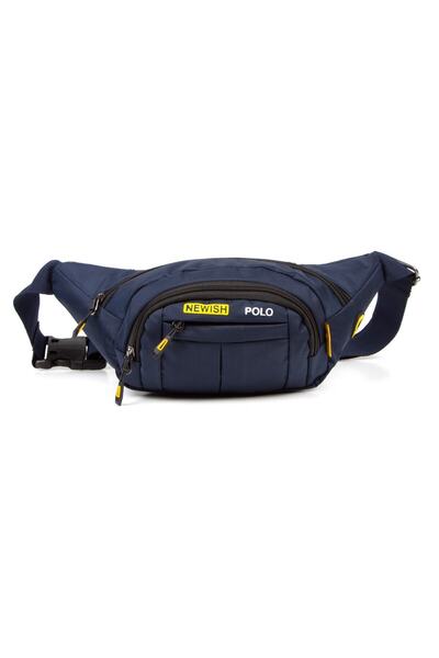 Newish Unisex Impertex Fabric Waterproof Shoulder and Waist Bag with Headphone Outlet Cross Strap Navy Blue